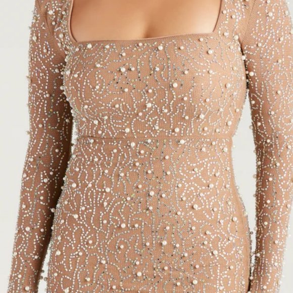 Windsor Kim Rhinestone And Pearl Formal Bodycon Mini Dress - Picture 4 of 4